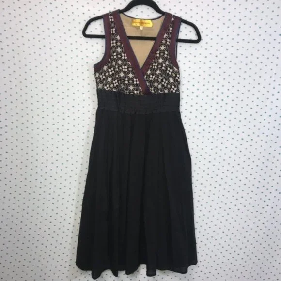 Catherine Malandrino Dresses | Catherine Malandrino Embroidered Sleeveless V-Neck Dress | Color: Black/Purple | Size: M | Katherinee235's Closet